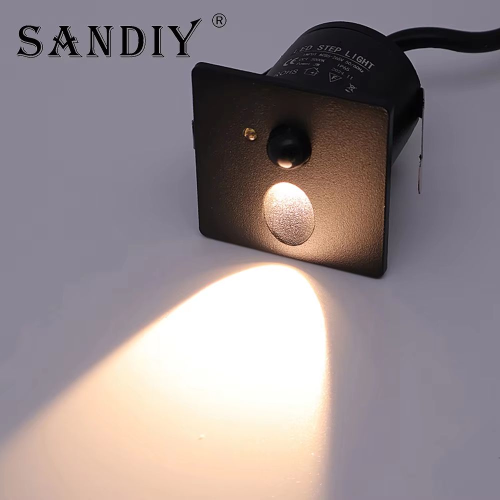 Smart Motion Sensor LED Step Light Recessed Wall Lamp 1W For Indoor & Outdoor normal Square White 3w warm White (2700 3500k)