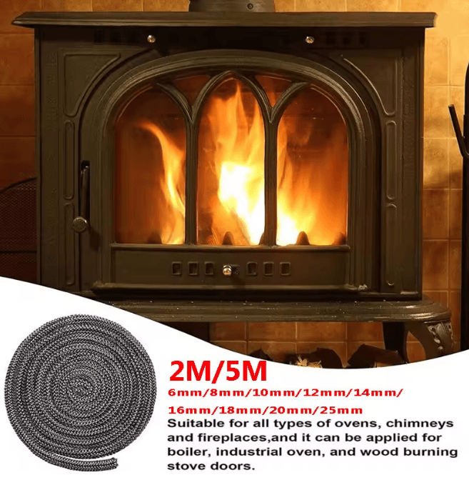 Heat Resistant Wood Stove Door Gasket Fiberglass Fireplace Seal Tape 8mmx5m