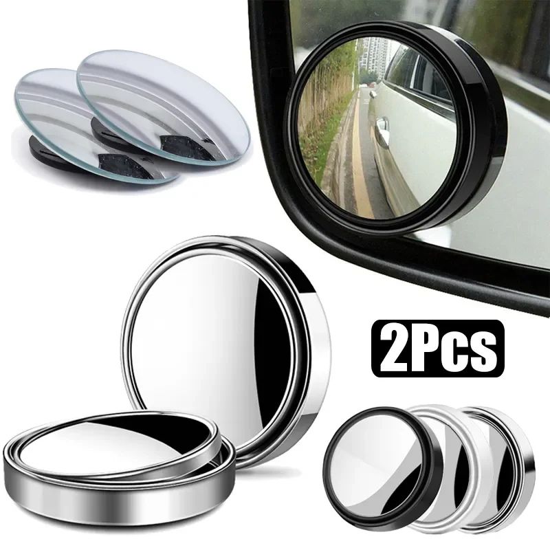 360 Degree Blind Spot Convex Mirrors silver Set
