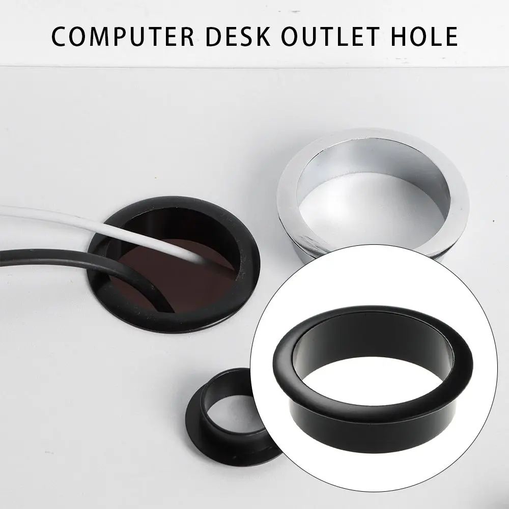 Zinc Alloy Desk Cable Grommet Hole Cover Wire Port Organizer Plug For Computer Desk, Cabinet Vent & Furniture Hardware black 25mm