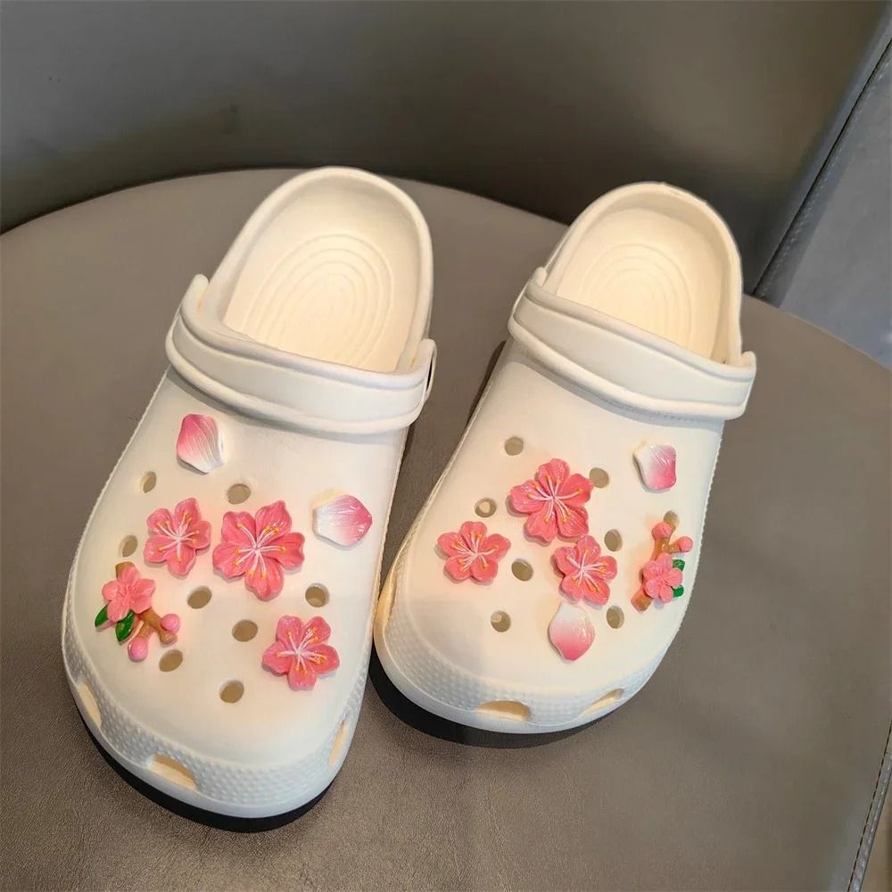 Purple Flower Shoe Charms Cute Clog Decoration Accessories white