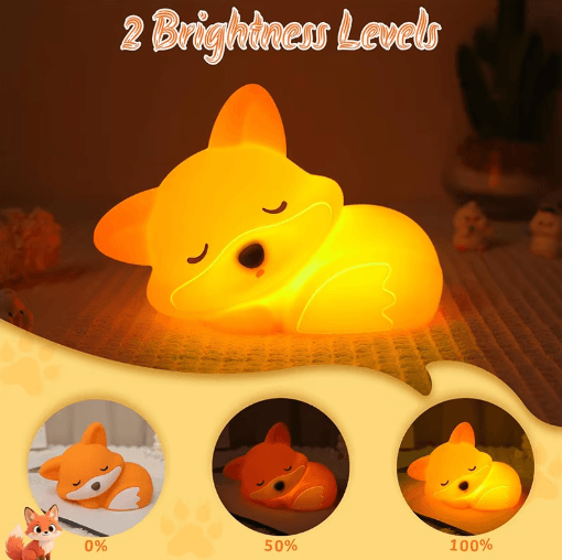 Fox Night Light Squishy Silicone Touch Lamp With Rechargeable Timer Function fox Night Light