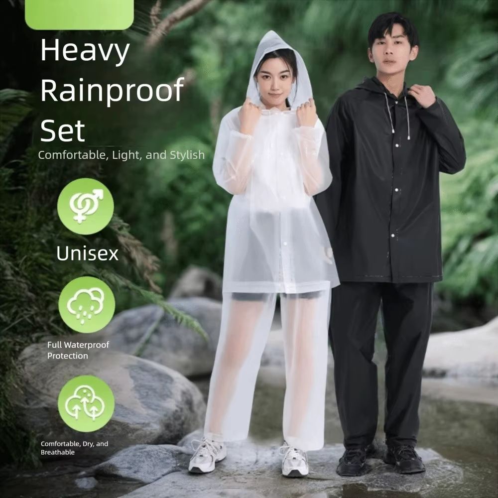 Adult Rain Suit Set Split Waterproof Jacket And Pants For Electric Bicycle Riding, Full Body Coverage With Reflective De grey