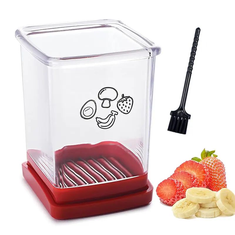 Speed Cup Fruit Slicer With Push Plate Easy Banana & Egg Cutter For Quick Salads 2pcs With 1 Brush