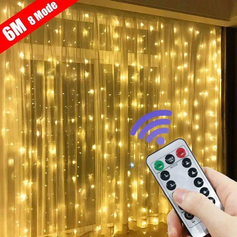 USB Powered LED Curtain Fairy Lights Garland 6x3 M Or 3x3 M With Remote For Holiday And Decor warm White 9.84ft X 3.28ft