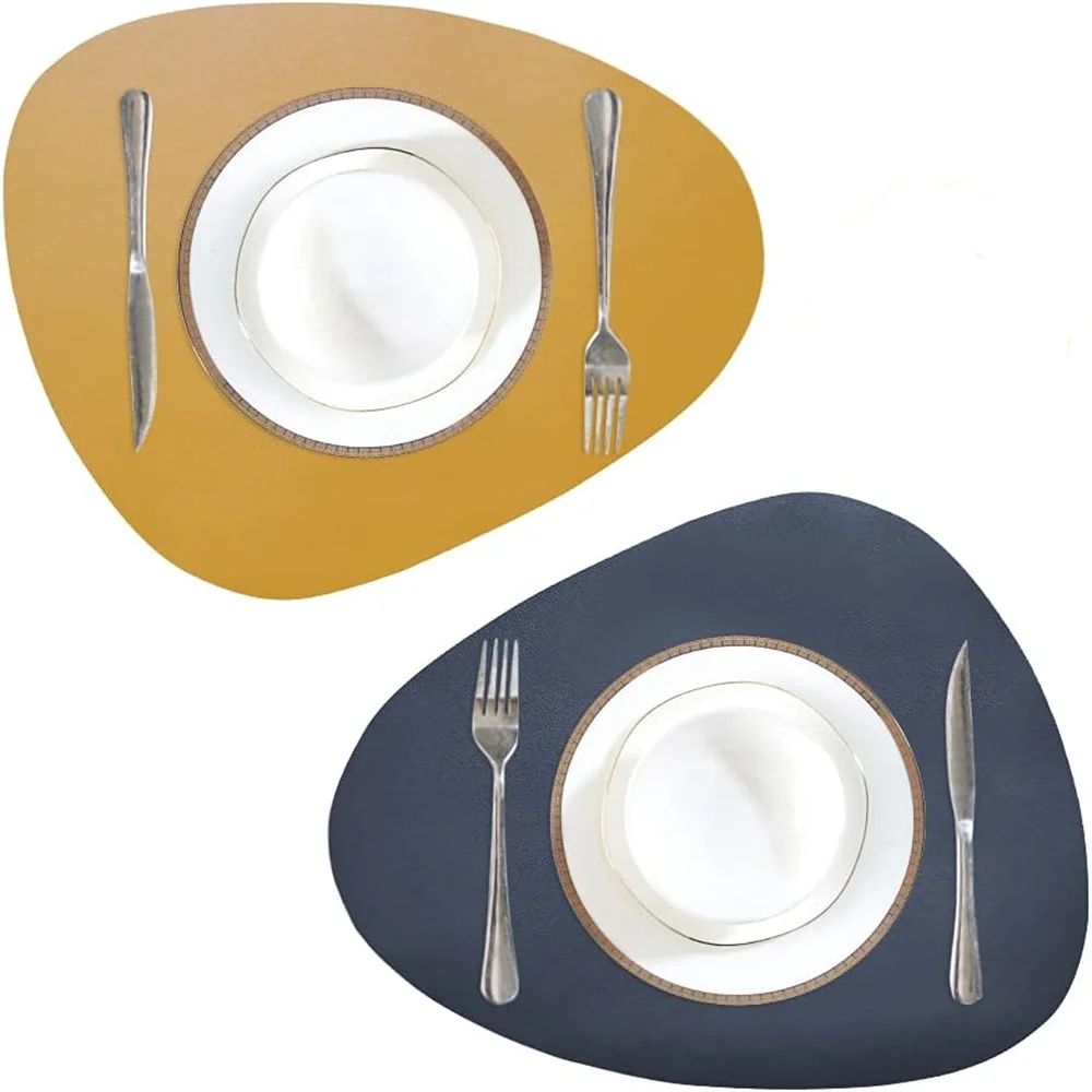 Waterproof Faux Leather Placemats Set Wipeable, Heat Resistant, Non Slip Table Mats light Coffee