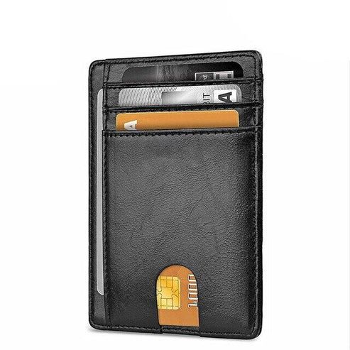 Leather Slim Wallet For Men, RFID Blocking, Credit Card Holder, Compact ID & Money Wallet smooth Gray