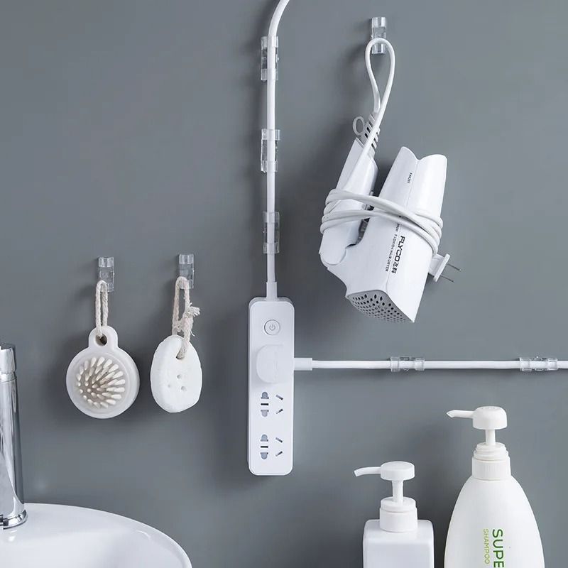 Cable Organizer Clips For Desktop Cable Management USB Cord Holder black | 16 Pcs