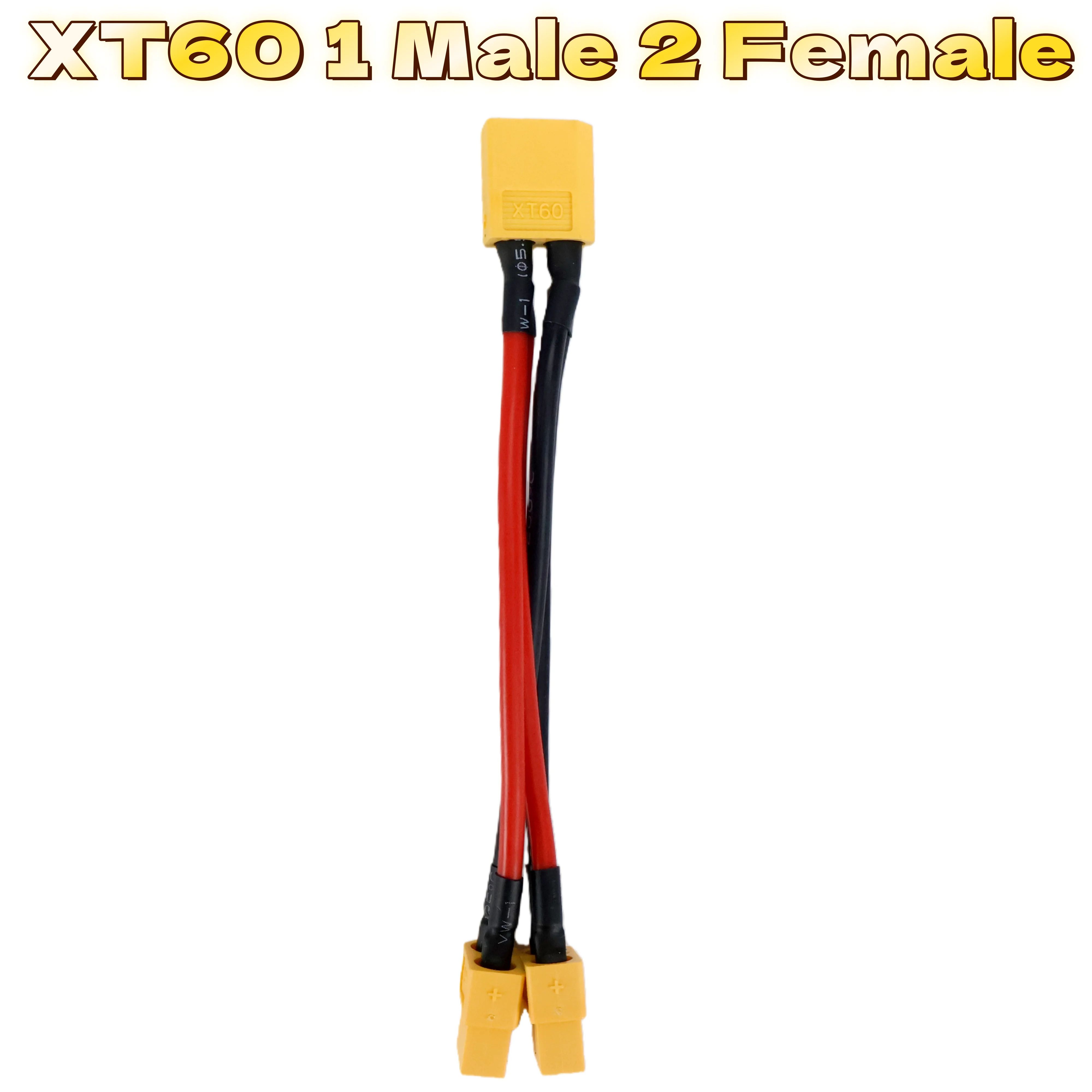 XT60 Parallel Battery Connector 3 Way Y Splitter Cable With 14AWG Silicone Wire (Male Female) 10pcs 1f To 3m