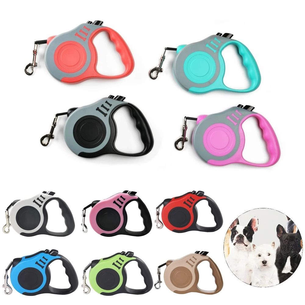 Automatic Retractable Nylon Dog Leash For Small Medium And Large Pets rose Gray 5 M