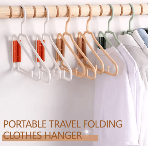 Foldable Coat Hangers Portable Space Saving Plastic Clothes Hangers With Thickened Hooks gray