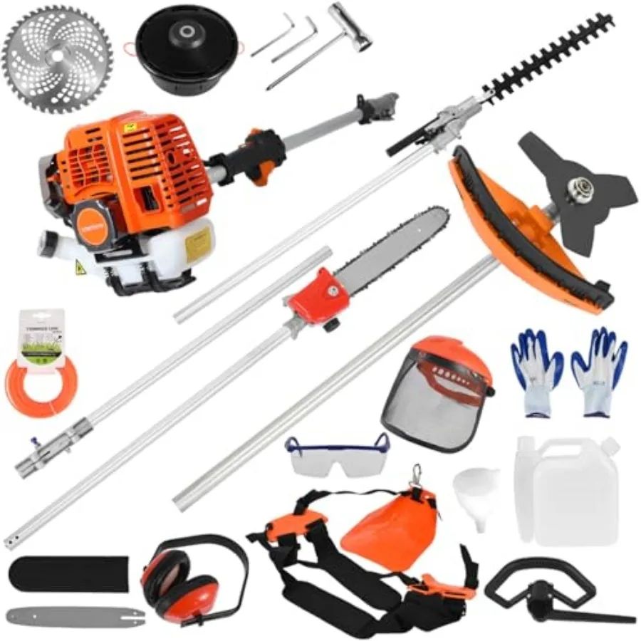 5 in 1 52CC Gas Powered Weed Eater Kit | Brush Cutter Edge Trimmer Hedge Trimmer + Pole Chainsaw For Lawn Care 5 in 1 52CC Gas Powered Weed Eater Kit | Brush Cutter Edge Trimmer Hedge Trimmer + Pole Chainsaw For Lawn Care