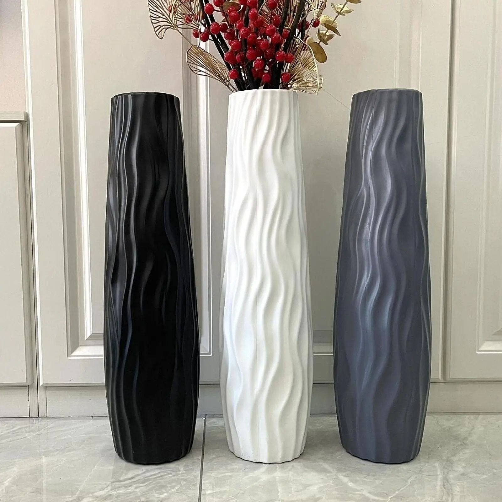 Modern Stylish Large Floor Standing Flower Vase gray