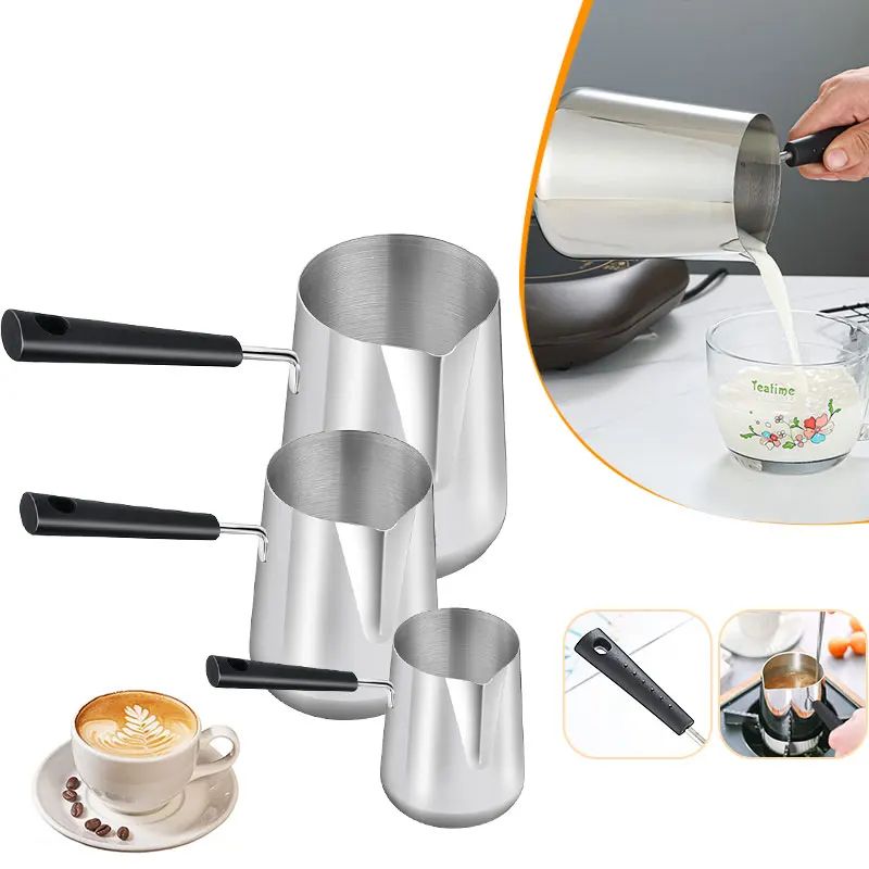 Stainless Steel Turkish Coffee Pot With Long Handle Precision Milk Warmer & Chocolate Melting Pan 600ml