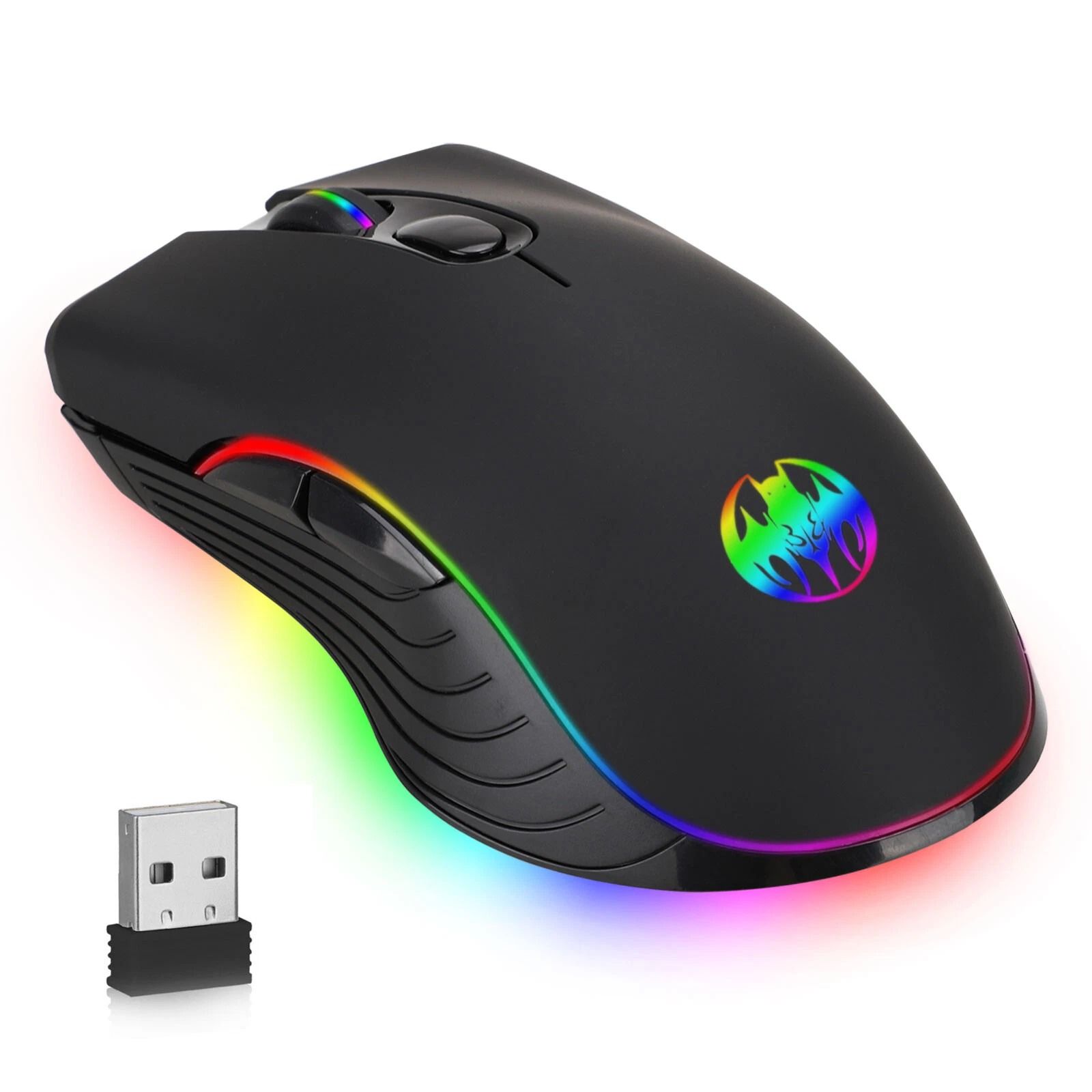 Rechargeable Wireless USB Gaming Mouse, Backlit RGB Optical, DPI Levels Rechargeable Wireless USB Gaming Mouse, Backlit RGB Optical, DPI Levels