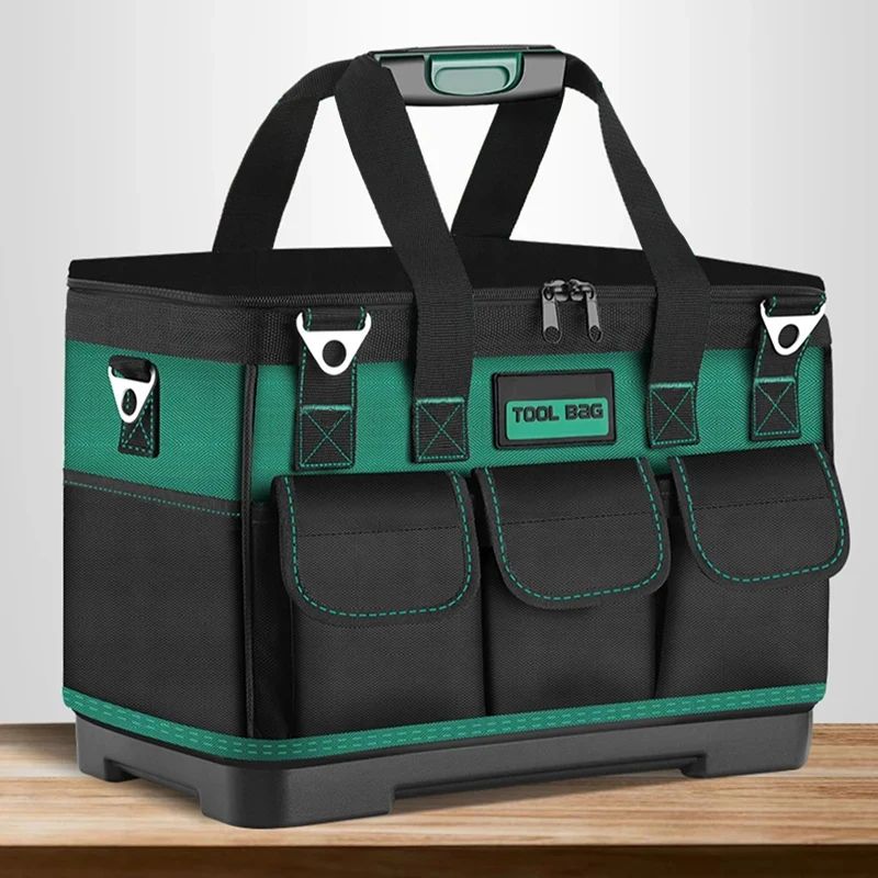 23 Inches Heavy Duty Waterproof Tool Bag | 1680D Oxford Large Capacity Electrician Storage Tote Wear Resistant Toolkit 19 In Simple