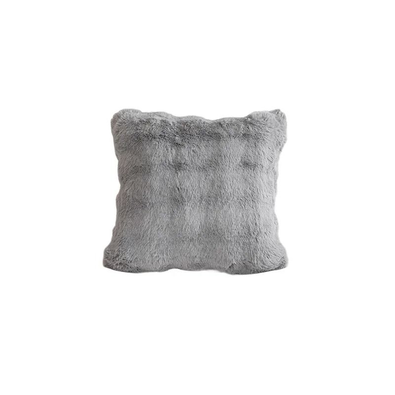 Plush Faux Rabbit Fur Decorative Throw Pillow For Sofa And Bed gray 30x50 Cm