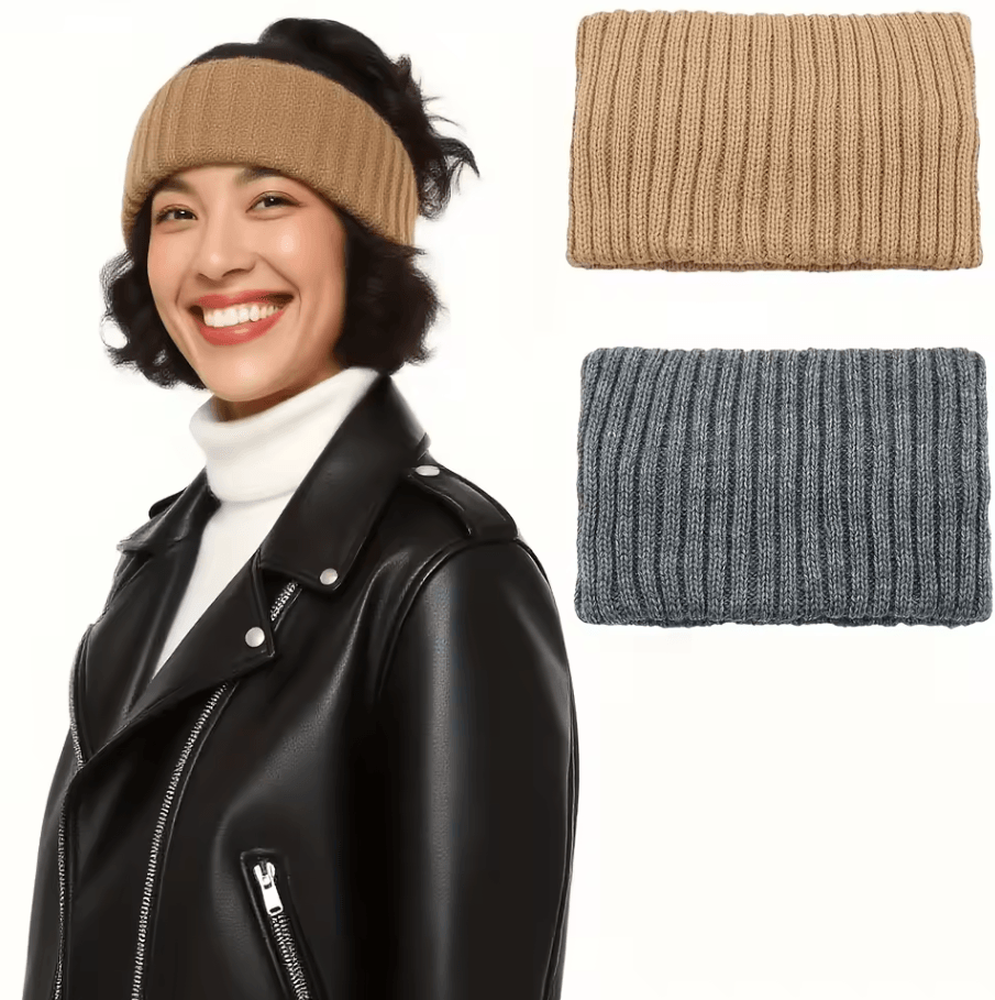 Winter Neck Warmer Scarf Thick Warm Elastic Convertible Headband Accessory grey