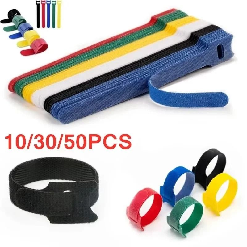 Professional Reusable Nylon Cable Ties And Multi Color T Type Cord Management 50 Piece Set white 30pcs