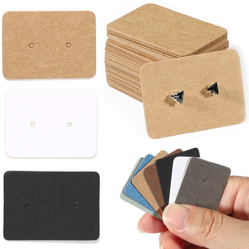 Earring Display Cards For Women, Kraft Paper Jewelry Packaging, Handmade Earring Studs Price Tags black 50pcs