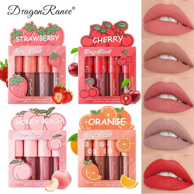 Mini Velvet Matte Lip Gloss Set Long Lasting Fruit Scented Lip Tint 8187 set A1