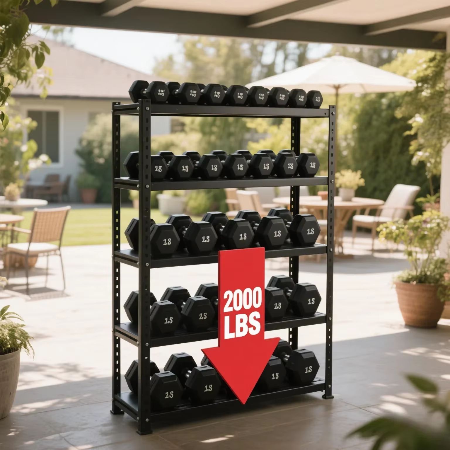 5 Tier Heavy Duty Shelving Unit 2000 Lb Capacity Adjustable Metal Storage Rack For Garage And Warehouse 59.05x27.55x11.81