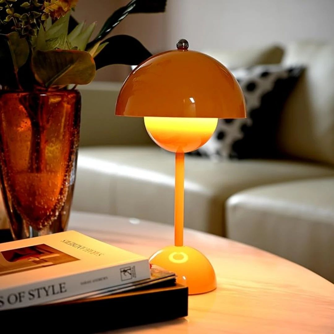 Rechargeable Flower Bud LED Table Lamp, Modern Ambient Bedside Light, Cordless Decorative Mood Lamp For Bedroom Decor yellow warm White