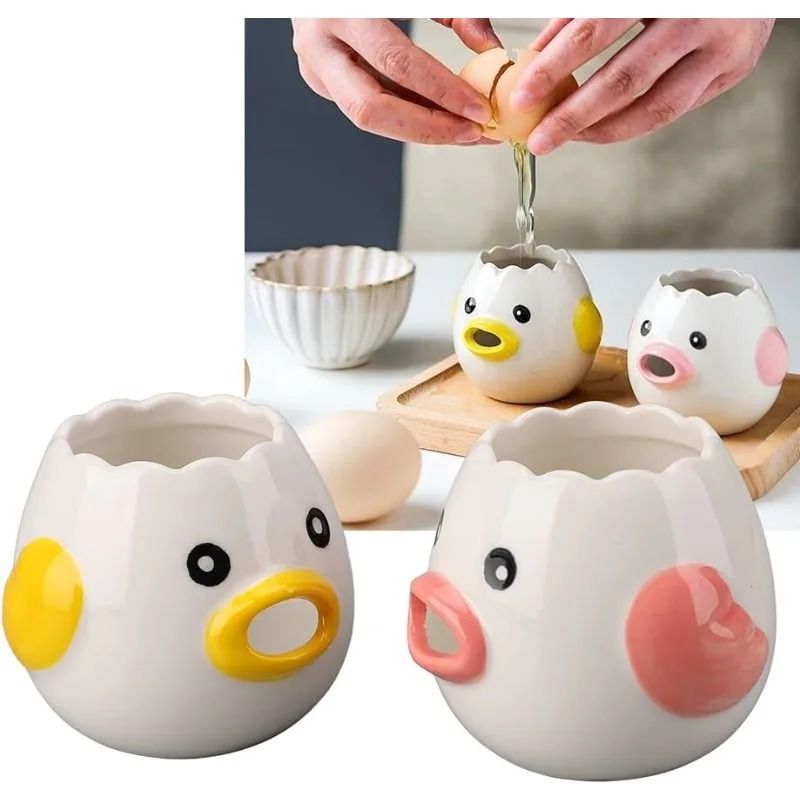 Premium Ceramic Cartoon Egg Separator Creative Mini Egg White & Yolk Filter Kitchen Tool pink