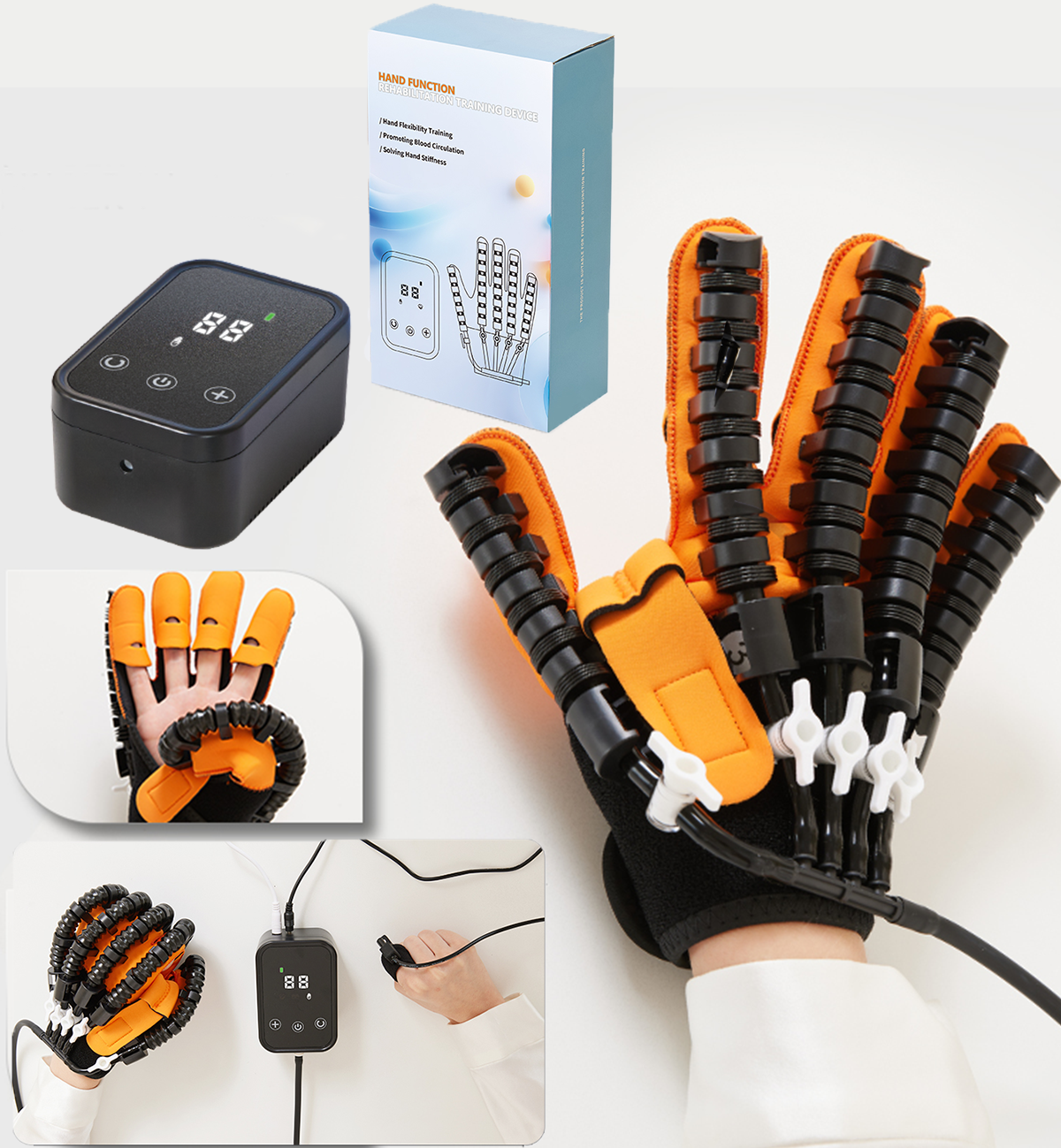 Rehabilitation Robot Gloves For Stroke, Hemiplegia Recovery, Intelligent Massage Hand Trainer, Finger Exercise Gloves black Left Hand l