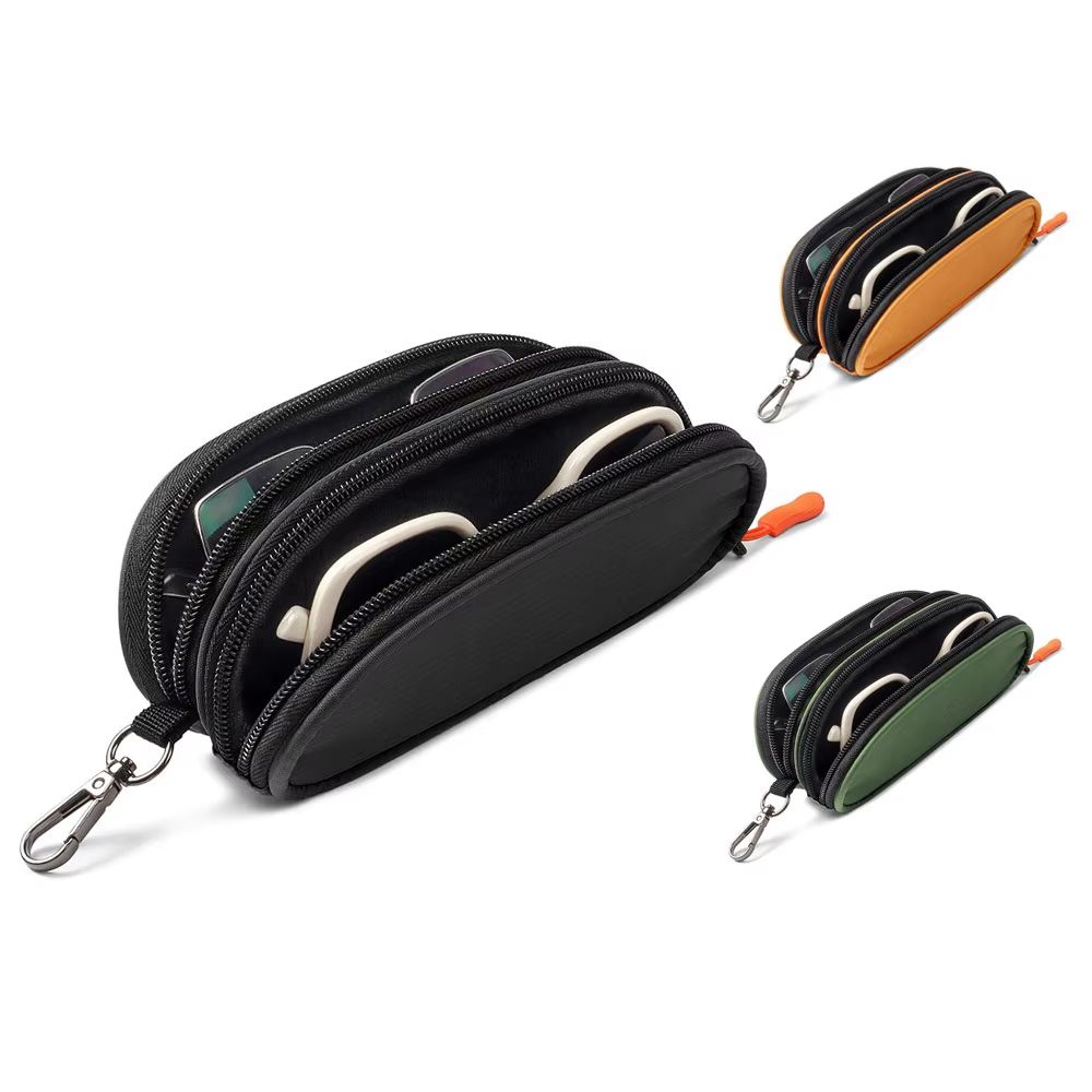 Double Layer Sunglasses Case Organizer Travel Storage Bag orange