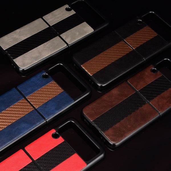 Samsung Galaxy Z Flip 3 5G Slim Folding Leather Shockproof Phone Case Cover, Secure Fit, Shockproof Protection, Durable, red