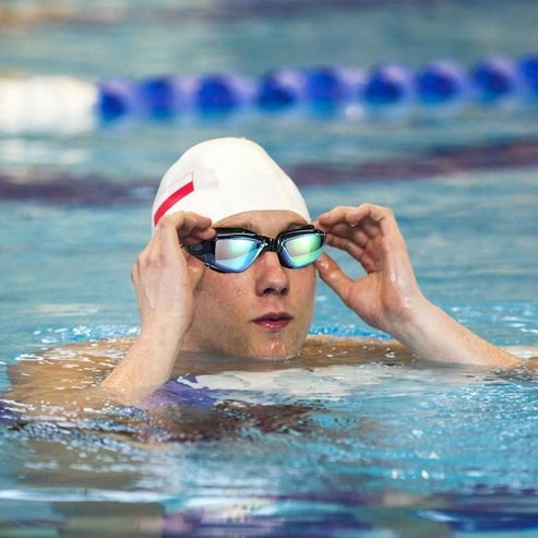 UV Anti Fog Swim Goggles, Clear Comfortable Glasses For Adults & Kids, Mirrored Lenses, Perfect For Swimming black & Red With Clear Lenses