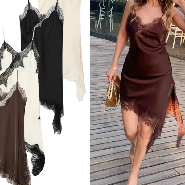 Slip Dress Summer Evening, Womens Dresses Lace Asymmetric Mini Brown Sleeveless Backless beige m