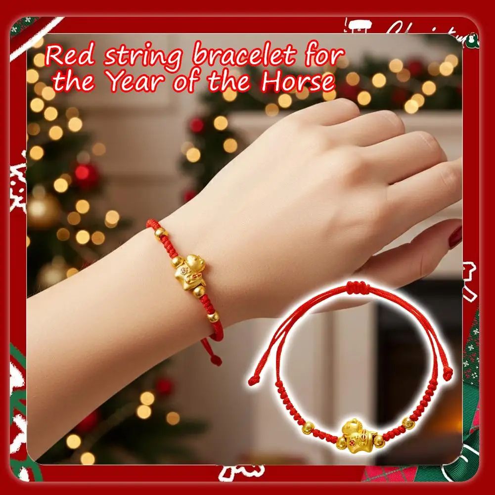 2026 Year Of The Horse Red Lucky Rope Bracelet For Women Chinese Style Beaded Charm, New Year Blessing Gift f