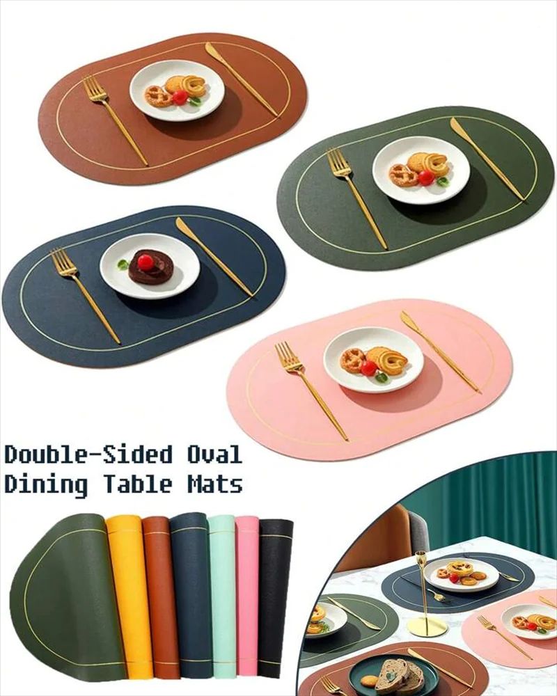 Faux Leather Placemats Double Sided, Washable, Non Slip Table Mats For Stylish Dining pink 1pc 17.72 11.81 Inches