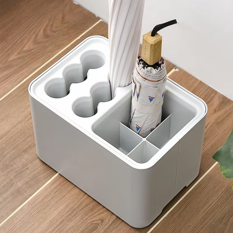 6 Hole Entryway Umbrella Stand Organizer With Drip Tray For Home And Hotel Use black