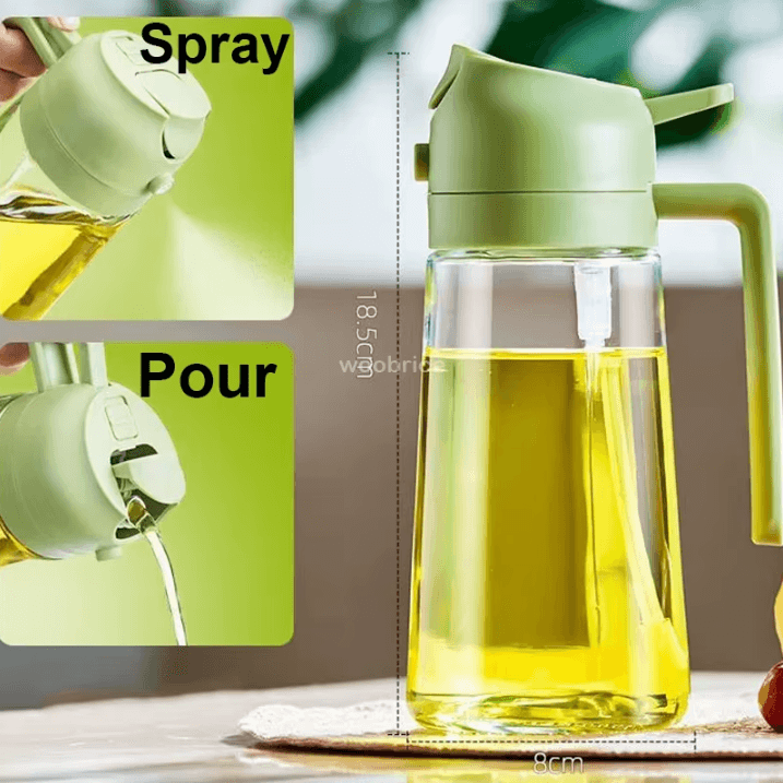 Ergonomic Olive Oil Sprayer Bottle 2 in 1 Oil Dispenser & Kitchen Oil Mister With Comfortable Handle 2use Black 500ml