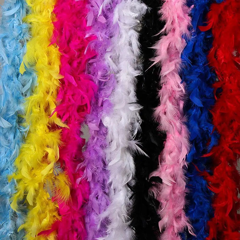 2M Fluffy Feather Boa Trim Strip For Sewing Crafts, Costume & Fancy Dress, Wedding Party Decor DIY Apparel Accessory rose Red