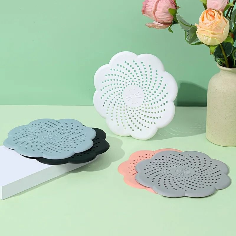 Flower Shape Silicone Floor Drain Cover And Sink Strainer blue 1 Pc