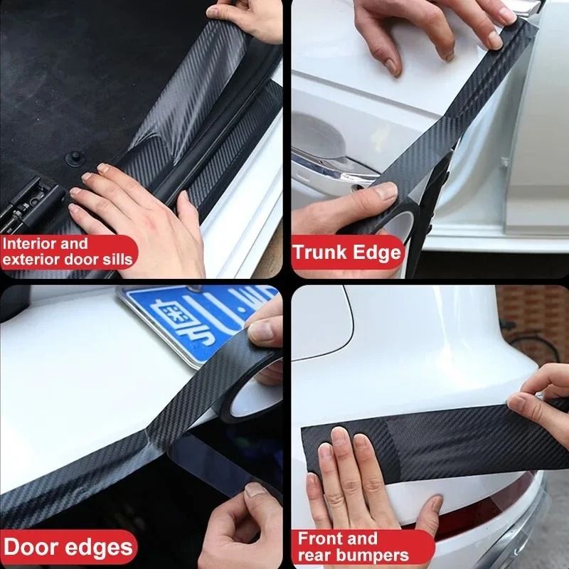 Nano Carbon Fiber Car Protective Sticker Anti Scratch Door Sill And Mirror Film 1 Pc 5 Cm