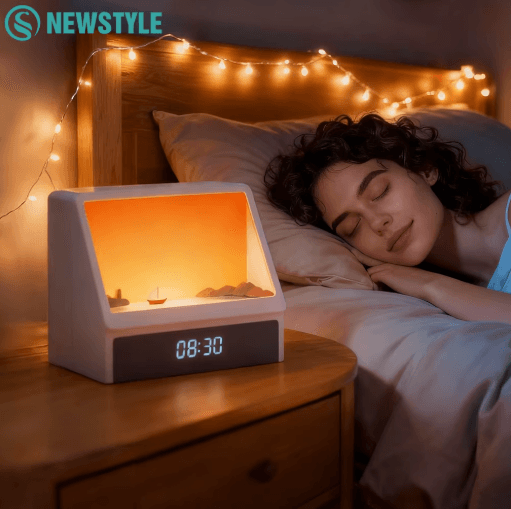 Bluetooth Sunrise Alarm Clock Light Dimmable Wake Up Lamp With White Noise And 12 Soothing Sounds wake Up Naturally And Fall Asl