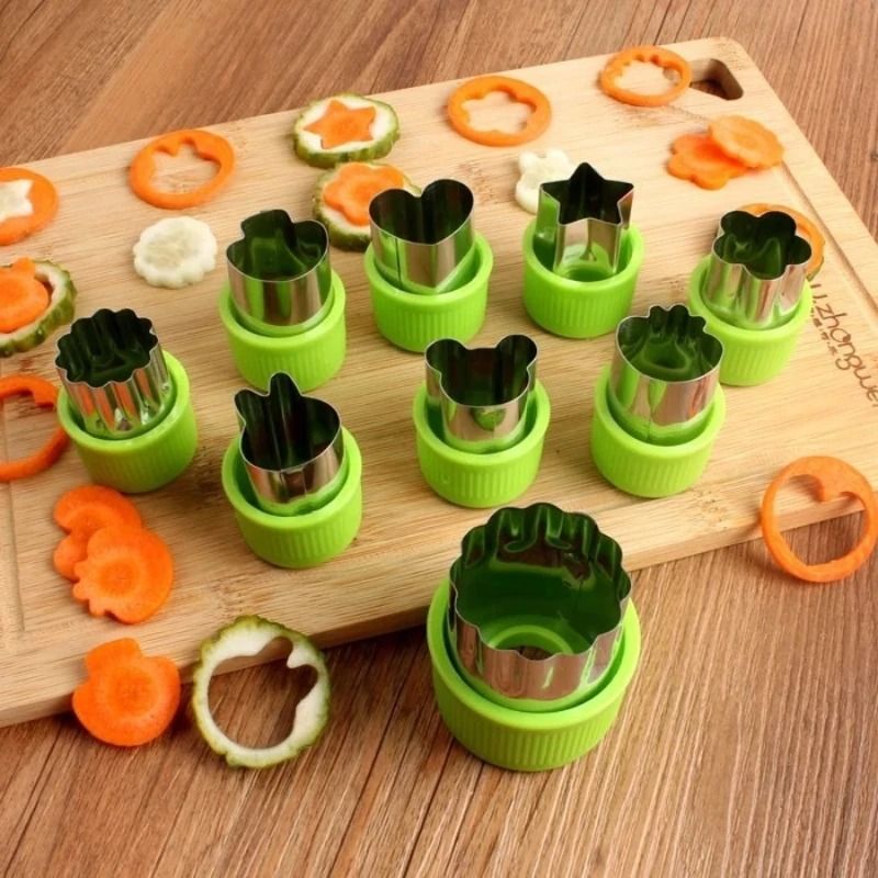 Stainless Steel Decorative Fruit And Vegetable Cutter Set green 8pcs