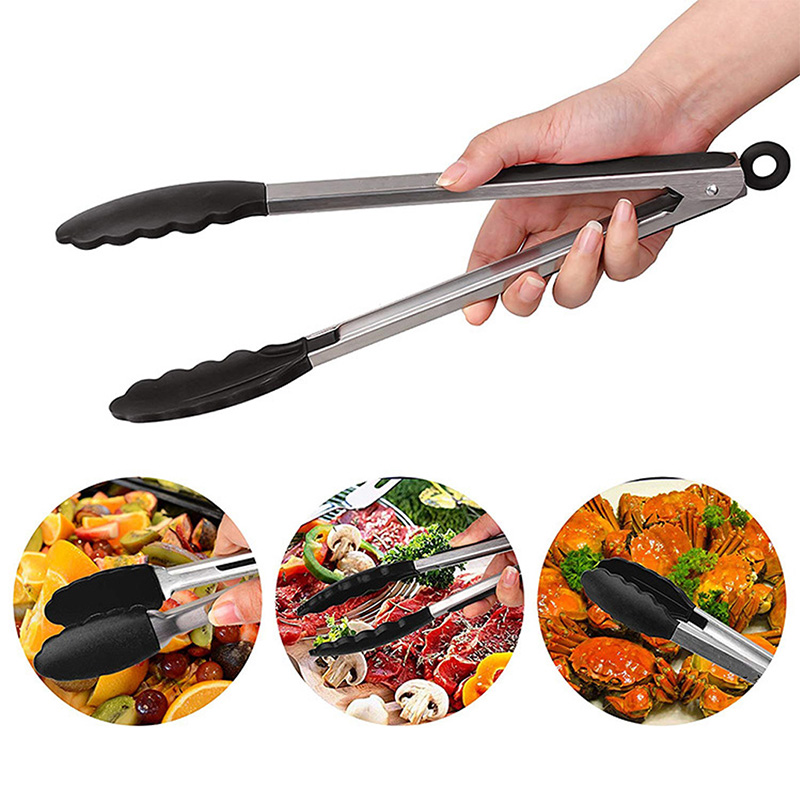 BBQ Gadgets Silicone Non Slip Food Tong, Kitchen Tong, Cooking Tong Clip Clamp, BBQ Salad Tool Grill Kitchen Accessories purple