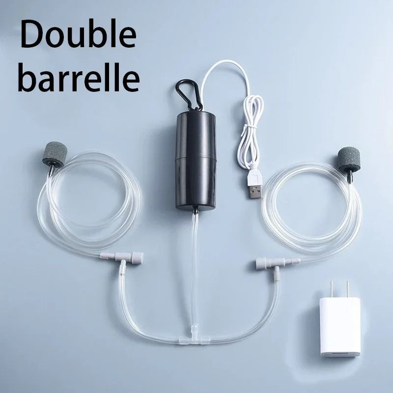 Silent USB Aquarium Air Pump Portable 5V 1W Mini Oxygenator For Professional Fish Tank Aeration double barrele