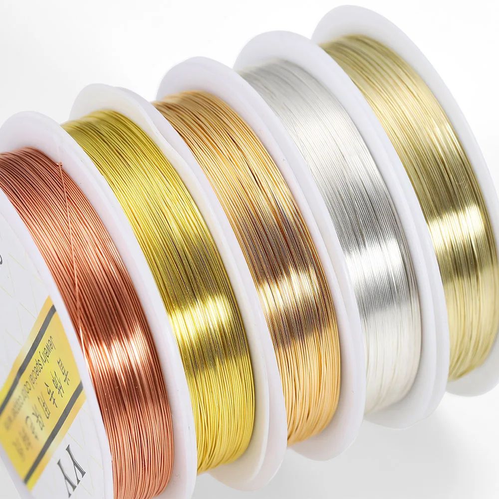 Gold Plated Beading Wire Copper Cord Roll (0.21.0mm) For DIY Jewelry Making silver 0.2mm X 20m