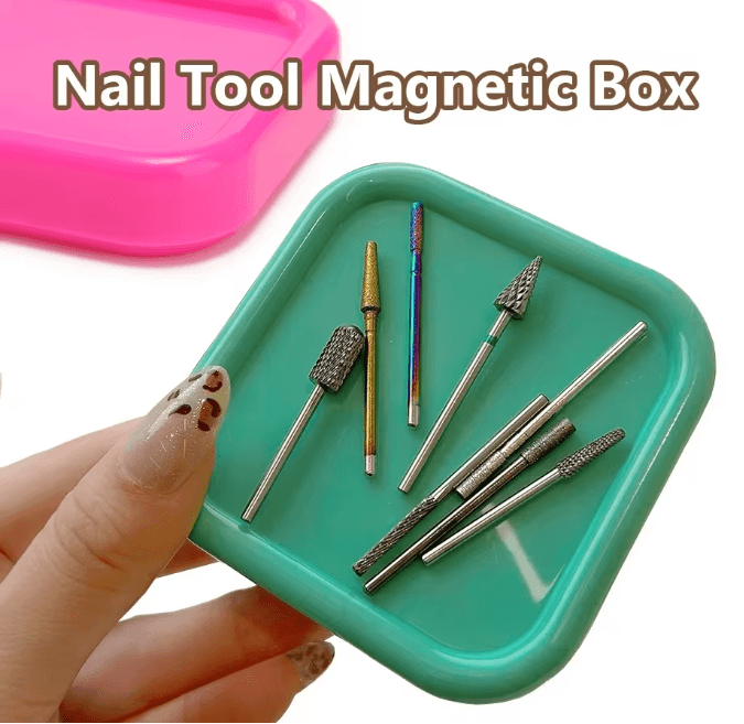 Portable Magnetic Nail Art Organizer Tray For Tool And Bit Storage rose Red