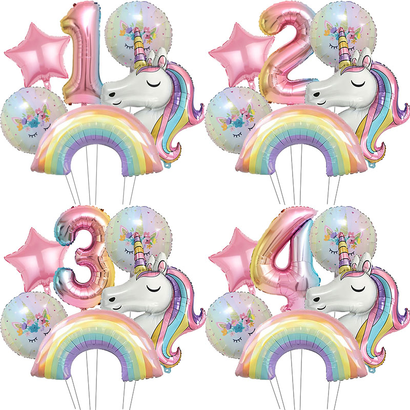Unicorn Birthday Party Decoration, Gradient Number Balloon Unicorn Party Supplies 7