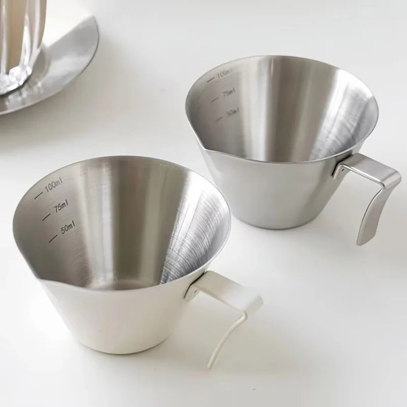 Stainless Steel Espresso Shot Measuring Cup 100ml With Dual Scale And Double Spouts nature 100ml