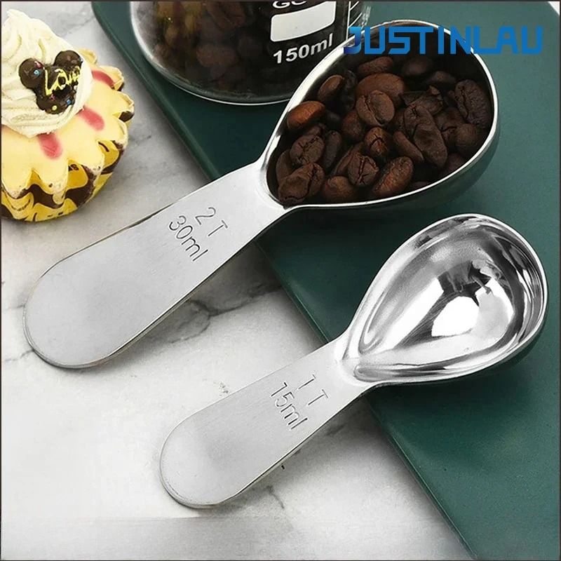 JUSTINLAU Stainless Steel Coffee Measuring Spoon Precision Powder & Bean Scoop With Scale gold 30 Ml