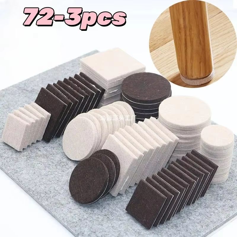 4 Pcs 3 Pack Self Adhesive Furniture Leg Felt Pads Anti Slip Floor Protectors 0.87x0.87in 72pcs